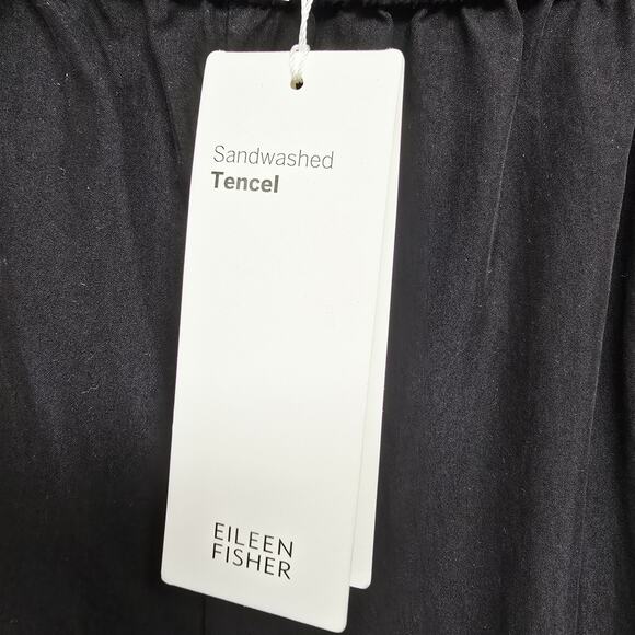 Eileen Fisher Slouchy Crop Pant Size 2X Black Pockets Sandwashed Tencel NWT - Picture 7 of 10
